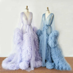 Long Tulle Fluffy Sleepwear Robes
