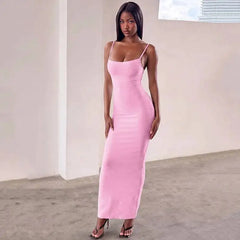 Spaghetti Strap Square Neck Bandage Maxi Dress