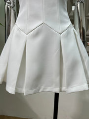 White Off Shoulder Flowers A-line Mini Dress