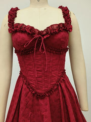 Red Off Sholder Ruffles Mini Dress