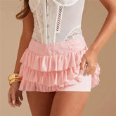 Pleated Ruffles Layered Mini Skirt