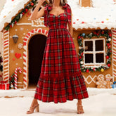 Plaid Sleeveless Tie Up Maxi Dress