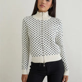 White Polka Dot Full Zip Jacket