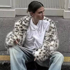Leopard Print Faux Fur Coat