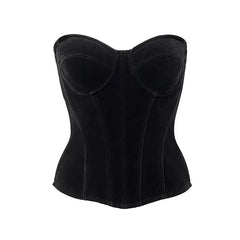 Black Velvet Boned Corset