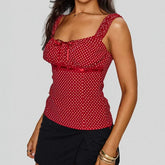 Polka Dot Babydoll Scoop Neck Top