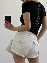 Back Cut Out Braided T-shirt