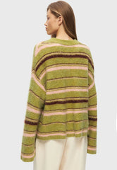 Green Striped Cardigan