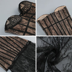 Black Lace Corset Sheer Removable Hem Maxi Dress