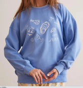 Blue Beach Embroidered Sweatshirt