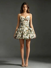 Sequin Floral Embroidery Corset Mini Dress