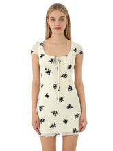 White Flower Embroidered Mesh Mini Dress
