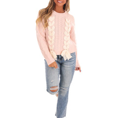 Lace Up Braided Sweater