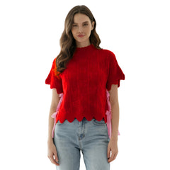 Turtleneck Tie-up Short Sleeve Knit Vest