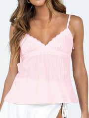 Babydoll Lace Trim Spaghetti Strap Top