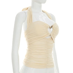 Heart Hollow Out Plunge Ruched Top