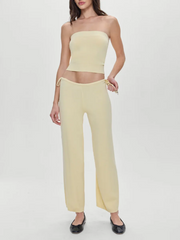 Ribbed Tube Top And High Waist Pants Set