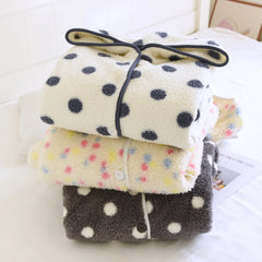 Polka Dot Plush Bathrode Nightgown