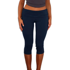 Ruched Foldable Elastic Waist Capri Pants