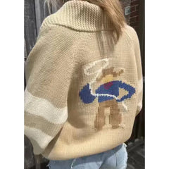 Shawl Collar Back Printed Cardigan