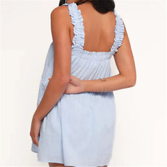 Blue Slip Short Dress