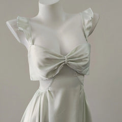 Ruffles Shoulder Strap Bow Mesh Night Dress