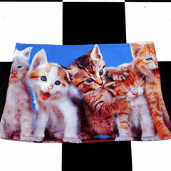Cat Digital Printed Low Waist Mini Skirt