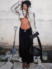 Faux Furry Metal Buckle Cropped Jacket