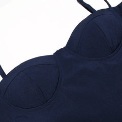 Solid Spaghetti Strap Bustier Pleated Midi Dress