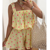 Printed Striped Tank Tops And Shorts Set