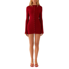 Long Sleeve Boydcon Button Down Mini Dress