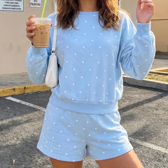 Polka Dots Sweatshirt And Shorts Co‑ord Set