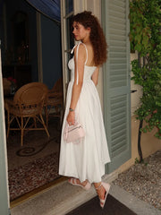 White Tie-Up Long Dress