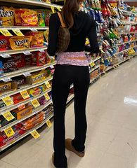 Black Lace Patchwork Zipper Sweatshirt And Track Pants Set