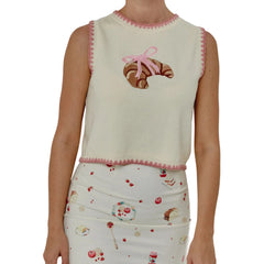Knit Printed Cropped Vest