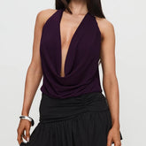 Halter Cowl Deep V-Neck Top