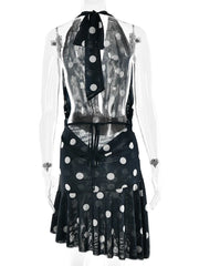 Blue Deep Halter Neck Polka Dot Mini Dress