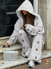 Metal Hole Zip Hoodie Tracksuit