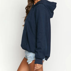 Blue Flag Letter Print Hoodie