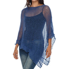Sheer Shawl Beach Cover-ups Knitted Top
