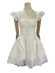 White Corset Bodice Ruffled Mini Dress