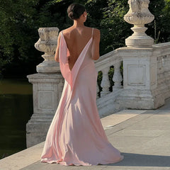 Pink Open Back Cowl Maxi Dress