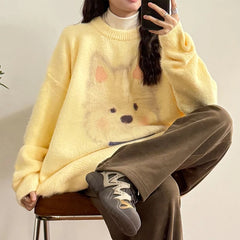 Cartoon Puppy Loose Jumper