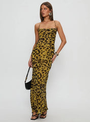 Animal Print Strappy Maxi Dress