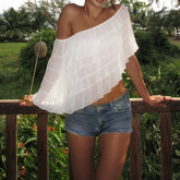Ruffle Layered Sheer Poncho Cover-up Top