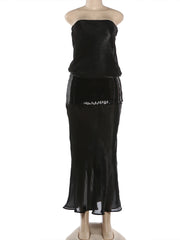 See Through Sleeveless Sequin Patchwork Maxi Dress