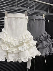 Strapless Multilayer Ruffles Mini Dress