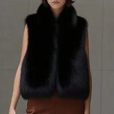 Fuzzy Sleeveless Lapel Collar Vest Jacket
