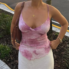 Tie Dye Print V Neck Crop Top