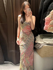 Paisley Patchwork Cowl-Neck Maxi Dress